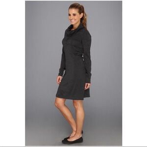 Icebreaker Ariana merino wool dress heather grey S long sleeve collar cowl